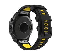 MoKo Correa Compatible con Garmin Fenix 7/7 Pro/6/6 Pro/5/5 Plus/Instinct Solar/Instinct 2/Forerunner 965/955/945, Quick Fit 22mm Pulsera de Repuesto de Silicona Suave Bicolor, Negro/Amarillo
