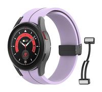 MoKo Correa Compatible con Samsung Galaxy Watch 7 FE 6 5 4 40mm 44mm/Watch 6 Classic 43mm 47mm/5 Pro 45mm/4 Classic 42mm 46mm, Pulsera de Repuesto de Silicona con Hebilla Magnética, Morado