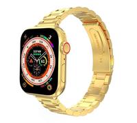 MoKo Correa de Acero Inoxidable Compatible con Apple Watch Ultra 3/2/1 49mm,S11/S10 46mm,9/8/7 45mm,SE3/SE2/SE/6/5/4 44mm,3/2/1 42mm,Pulsera de Reloj Ajustable con Extractor,Oro