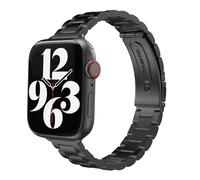 MoKo Correa de Acero Inoxidable Compatible con Apple Watch Band Ultra/Ultra2 49mm/Series 10/9/8/7/6/5/4/3/2/1/SE 42/44/45/46mm,Pulsera de Reloj Ajustable con Extractor,Negro
