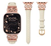 MoKo Correa de Cuero Compatible con Apple Watch 42/44/45/46/49 mm | Compatible con Apple Watch Ultra 3 2 1, S11/10/9/8/7/6/5/4/3/2/1, SE3/SE2/SE, Correa de Piel Elegante para Mujer,OroR/Estelar