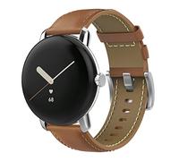 MoKo Correa de Cuero Compatible con Google Pixel Watch, Pulsera de Reloj de Repuesto de Cuero Genuino para Hombres y Mujeres, Marrón Claro