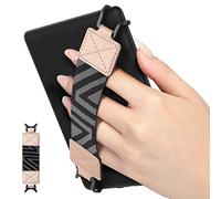 MoKo Correa de Mano de Seguridad para 6-8" Kindle eReaders Fire Tableta - Kindle/Kobo/Voyaga/Lenovo/Sony Kindle E-Book Tablet, Soporte de Agarre de Dedo Elástico Multifuncional Tableta, Rosa Dorada