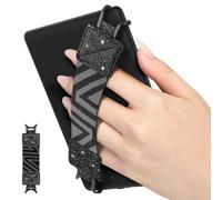 MoKo Correa de Mano de Seguridad para 6-8" Kindle eReaders Fire Tableta - Kobo/Voyaga/Lenovo/Sony Kindle E-Book Tablet, Soporte de Agarre de Dedo Elástico Multifuncional Tableta, Negro Brillo