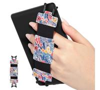 MoKo Correa de Mano de Seguridad para 6-8" Kindle eReaders Fire Tableta - Kobo/Voyaga/Lenovo/Sony Kindle E-Book Tableta,Correa de Agarre de Dedo Elástico Ligero Antideslizante, Flor de Hoja Azul