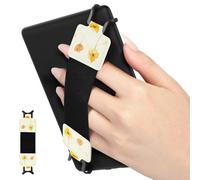 MoKo Correa de Mano de Seguridad para 6-8" Kindle eReaders Fire Tableta - Kobo/Voyaga/Sony Kindle E-Book Tablet, Soporte de Agarre de Dedo Elástico Multifuncional Tableta, Flor en Blanco
