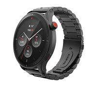 MoKo Correa de Metal Compatible con Amazfit Bip 6/5/Balance 2/1/GTR 4/3/3 Pro/2/2e/GTR 47mm/Stratos 3/2, 22mm Pulsera de Acero Inoxidable de Repuesto, Negro