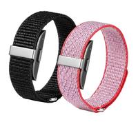 MoKo Correa de Nylon con Hebilla Compatible con Hume Health Band para Mujer Hombre, Correa de Repuesto Suave Transpirable Ajustable para Fitness Tracker - 2 Pack, Negro + Rosa Brillante