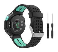 MoKo Correa Compatible con Garmin Forerunner 235/235 Lite/220/230/620/630/735XT, Pulsera de Reloj de Repuesto de Silicona Suave, Negro & Verde Menta