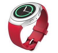 MoKo Correa de Reloj Compatible con Samsung Gear S2 Smartwatch, Pulsera Deportiva de Repuesto de Silicona Blanda para Gear S2 SM-R720/SM-R730, Rojo