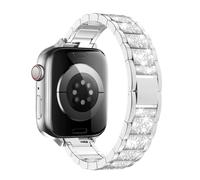 MoKo Correa de Reloj Metálica Compatible con Apple Watch Ultra 3/2/1 49mm, S11/S10 46mm, 9/8/7 45mm, SE3/SE2/SE/6/5/4 44mm, 3/2/1 42mm, Correa Original de Diamantes Imitación Sustituir Mujeres, Plata