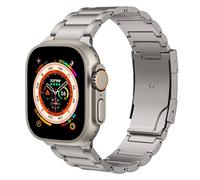 MoKo Correa de Titanio con Apple Watch Ultra 3/2/1 Strap 49mm 46mm 45mm 44mm 42mm, Pulsera de Metal con Cierre de Doble Pulsador para iWatch SE3/SE2/SE Series 11 10 9 8 7 6 5 4 3 2 1, Titanio