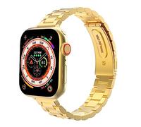 MoKo Correa Delgada de Metal Compatible con Apple Watch 41mm 40mm 38mm, Pulsera Fina de Acero Inoxidable de Repuesto para iWatch Series SE 2 SE 9 8 7 6 5 4 3 2 1 para Mujeres Hombres, Oro