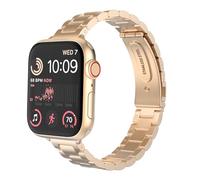 MoKo Correa Delgada de Metal Compatible con Apple Watch Series 11/10 42mm, 9/8/7 41mm, SE3/SE2/SE/6/5/4 40mm, 3/2/1 38mm, Pulsera Fina de Acero Inoxidable de Repuesto para Mujeres, Oro Rosa