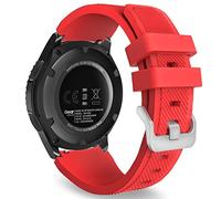 MoKo Correa Deportiva Compatible con Samsung Galaxy Watch 3 45mm/Galaxy Watch 46mm/Gear S3 Frontier/S3 Classic, 22mm Correa de Repuesto de Silicona Suave para Hombre Mujer, Rojo