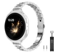 MoKo Correa Metálica Fina Compatible con Samsung Galaxy Watch 8 40mm 44mm/8 Classic 46mm, Correa de Recambio Delgada de Acero Inoxidable para Mujer, Plata