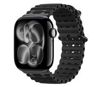 MoKo Correa Ocean Compatible con Apple Watch Series 11/10 42mm, 9/8/7 41mm, SE3/SE2/SE/6/5/4 40mm, 3/2/1 38mm, Correa Deportiva de Silicona Transpirable, Negro/Negro