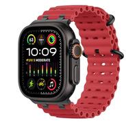 MoKo Correa Ocean Compatible con Apple Watch Ultra 3/2/1 49 mm, S11/S10 46 mm, 9/8/7 45 mm, SE3/SE2/SE/6/5/4 44 mm, 3/2/1 42 mm, Correa Deportiva de Silicona Transpirable, Negro/Rojo