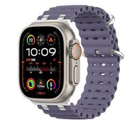 MoKo Correa Ocean Compatible con Apple Watch Ultra 3/2/1 49 mm, S11/S10 46 mm, 9/8/7 45 mm, SE3/SE2/SE/6/5/4 44 mm, 3/2/1 42 mm, Correa Deportiva de Silicona Transpirable, Plata/Morado Niebla
