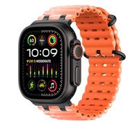 MoKo Correa Ocean Compatible con Apple Watch Ultra 3/2/1 49 mm, S11/S10 46 mm, 9/8/7 45 mm, SE3/SE2/SE/6/5/4 44 mm, 3/2/1 de 42 mm, Correa Deportiva de Silicona Transpirable, Negro/Naranja&Translúcido