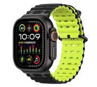 MoKo Correa Ocean Compatible con Apple Watch Ultra 3/2/1 49 mm, S11/S10 46 mm, 9/8/7 45 mm, SE3/SE2/SE/6/5/4 44 mm, 3/2/1 42 mm, Correa Deportiva de Silicona Transpirable, Negro/Negro&Lima