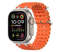 MoKo Correa Ocean Compatible con Apple Watch Ultra 3/2/1 49 mm, S11/S10 46 mm, 9/8/7 45 mm, SE3/SE2/SE/6/5/4 44 mm, 3/2/1 42 mm, Correa Deportiva de Silicona Transpirable, Plata/Naranja
