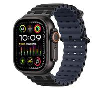 MoKo Correa Ocean Compatible con Apple Watch Ultra 3/2/1 49 mm, S11/S10 46 mm, 9/8/7 45 mm, SE3/SE2/SE/6/5/4 44 mm, 3/2/1 42 mm, Correa Deportiva de Silicona Transpirable, Negro/Negro&Azul Marino