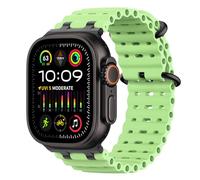 MoKo Correa Ocean Compatible con Apple Watch Ultra 3/2/1 49 mm, S11/S10 46 mm, 9/8/7 45 mm, SE3/SE2/SE/6/5/4 44 mm, 3/2/1 42 mm, Correa Deportiva de Silicona Transpirable, Negro/Verde Neón