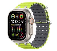 MoKo Correa Ocean Compatible con Apple Watch Ultra 3/2/1 49 mm, S11/S10 46 mm, 9/8/7 45 mm, SE3/SE2/SE/6/5/4 44 mm, 3/2/1 42 mm, Correa Deportiva de Silicona Transpirable, Plata/Lima&Gris