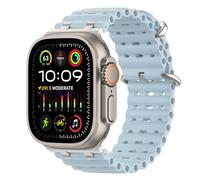 MoKo Correa Ocean Compatible con Apple Watch Ultra 3/2/1 49 mm, S11/S10 46 mm, 9/8/7 45 mm, SE3/SE2/SE/6/5/4 44 mm, 3/2/1 42 mm, Correa Deportiva de Silicona Transpirable, Plata/Azul Hielo