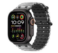 MoKo Correa Ocean Compatible con Apple Watch Ultra 3/2/1 49 mm, S11/S10 46 mm, 9/8/7 45 mm, SE3/SE2/SE/6/5/4 44 mm, 3/2/1 42 mm, Correa Deportiva de Silicona Transpirable, Negro/Negro&Translúcido