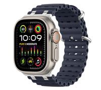MoKo Correa Ocean Compatible con Apple Watch Ultra 3/2/1 49 mm, S11/S10 46 mm, 9/8/7 45 mm, SE3/SE2/SE/6/5/4 44 mm, 3/2/1 42 mm, Correa Deportiva de Silicona Transpirable, Plata/Azul Marino
