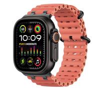 MoKo Correa Ocean Compatible con Apple Watch Ultra 3/2/1 49 mm, S11/S10 46 mm, 9/8/7 45 mm, SE3/SE2/SE/6/5/4 44 mm, 3/2/1 42 mm, Correa Deportiva de Silicona Transpirable, Negro/Rosa Alpino