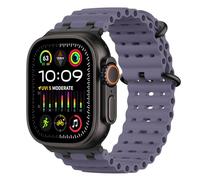 MoKo Correa Ocean Compatible con Apple Watch Ultra 3/2/1 49 mm, S11/S10 46 mm, 9/8/7 45 mm, SE3/SE2/SE/6/5/4 44 mm, 3/2/1 42 mm, Correa Deportiva de Silicona Transpirable, Negro/Morado Niebla