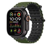 MoKo Correa Ocean Compatible con Apple Watch Ultra 3/2/1 49 mm, S11/S10 46 mm, 9/8/7 45 mm, SE3/SE2/SE/6/5/4 44 mm, 3/2/1 42 mm, Correa Deportiva de Silicona Transpirable, Negro/Verde Ejército&Negro