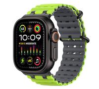 MoKo Correa Ocean Compatible con Apple Watch Ultra 3/2/1 de 49 mm, S11/S10 de 46 mm, 9/8/7 de 45 mm, SE3/SE2/SE/6/5/4 de 44 mm, 3/2/1 de 42 mm. Correa de Silicona Transpirable,Negro/Lima&Gris