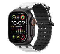 MoKo Correa Ocean Compatible con Apple Watch Ultra 3/2/1 de 49 mm, S11/S10 de 46 mm, 9/8/7 de 45 mm, SE3/SE2/SE/6/5/4 de 44 mm, 3/2/1 de 42 mm. Correa de Silicona Transpirable,Negro/Blanco&Negro