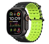 MoKo Correa Ocean Compatible con Apple Watch Ultra 3/2/1 de 49 mm, S11/S10 de 46 mm, 9/8/7 de 45 mm, SE3/SE2/SE/6/5/4 de 44 mm, 3/2/1 de 42 mm. Correa de Silicona Transpirable,Negro/Negro&Lima