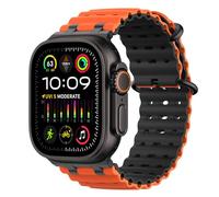 MoKo Correa Ocean Compatible con Apple Watch Ultra 3/2/1 de 49 mm, S11/S10 de 46 mm, 9/8/7 de 45 mm, SE3/SE2/SE/6/5/4 de 44 mm, 3/2/1 de 42 mm. Correa de Silicona Transpirable,Negro/Naranja&Negro