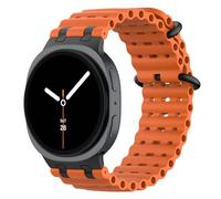 MoKo Correa Ocean Mejorada Compatible con Samsung Galaxy Watch 8 40mm 44mm/8 Classic 46mm, Pulsera Deportiva de Silicona Transpirable con Conector Metálico para Hombre Mujer, Negro/Naranja