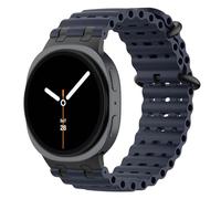 MoKo Correa Ocean Mejorada Compatible con Samsung Galaxy Watch 8 40mm 44mm/8 Classic 46mm, Pulsera Deportiva de Silicona Transpirable con Conector Metálico para Hombre Mujer, Negro/Azul Marino