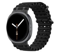 MoKo Correa Ocean Mejorada Compatible con Samsung Galaxy Watch 8 40mm 44mm/8 Classic 46mm, Pulsera Deportiva de Silicona Transpirable con Conector Metálico para Hombre Mujer, Negro/Negro