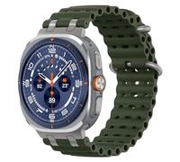 MoKo Correa Ocean Mejorada Compatible con Samsung Galaxy Watch Ultra 47mm (2025/2024), Pulsera Deportiva de Silicona Transpirable con Conector Metálico para Hombre Mujer, Titanio/Verde Militar