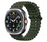 MoKo Correa Ocean Mejorada Compatible con Samsung Galaxy Watch Ultra 47mm (2025/2024), Pulsera Deportiva de Silicona Transpirable con Conector Metálico para Hombre Mujer, Negro/Verde Militar
