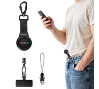 MoKo Correa Retráctil para Teléfono Móvil, Llavero Antirrobo Extensible con Gancho Metálico Bloqueable y Pestaña Giratoria 360° Metal, Cordón para Móvil Ideal Senderismo,Escalada,Pesca, Negro&Colorido