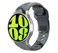 MoKo Correa Robusta Compatible con Samsung Galaxy Watch 7 FE 6 5 4 40mm 44mm/Watch 6 Classic 43mm 47mm/5 Pro 45mm/4 Classic 42mm 46mm, 20mm Pulsera de Repuesto de Silicona para Hombre, Negro Gris Camo