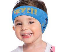 MoKo Diadema de Natación Impermeable, Banda Cabeza Ajustable Antideslizante Protección Orejas Cabello Fijación de Tapones Patrón Animal Lindo para Piscina Playa Niños 3 a 9 Años, M, Tiburón Azul Claro