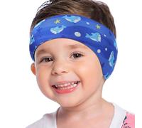 MoKo Diadema de Natación Impermeable, Banda Cabeza Ajustable Antideslizante Protección Orejas Cabello Fijación de Tapones Patrón Animal para Piscina Playa Niños 3 a 9 Años, M - Tiburón Azul Oscuro