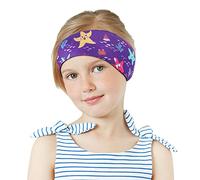 MoKo Diadema de Natación Impermeable, Banda Cabeza Ajustable Antideslizante Protección Orejas Cabello Fijación de Tapones Patrón Animal para Piscina Playa,Talla M, Estrella de Mar Morada