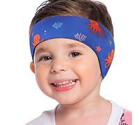 MoKo Diadema de Natación Impermeable, Banda Cabeza Ajustable Antideslizante Protección Orejas Cabello Fijación de Tapones Patrón Animal para Piscina Playa Niños 1 a 2 Años, Talla S - Pulpo Azul